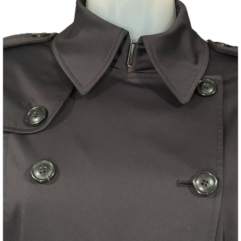 Cole Haan Double Breasted Trench Coat Women's Size 4 Black Satin Lined Classic - Picture 7 of 16